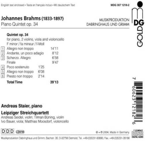 Brahms: Piano Quintet Op 34