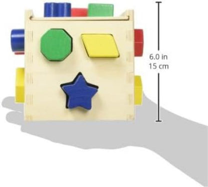Melissa & Doug Wooden Shape Sorting Cube | Wooden Toys |Developmental Toy | Shape Sorter for Kids | 2+ | Gift for Boy or Girl