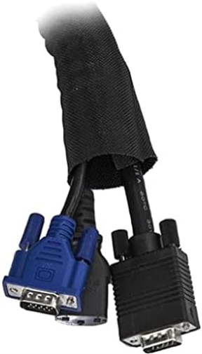 StarTech.com 6.5' (2m) Cable Management Sleeve - Flexible Coiled Cable Wrap - 1.0-1.5" dia. Expandable Sleeve - Polyester Cord Manager/Protector/Concealer - Black Trimmable Cable Organizer (WKSTNCM