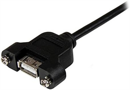 StarTech.com USBPNLAFAM1 - Cable Alargador de 30cm USB 2.0 de Alta Velocidad para Montar Empotrar en Panel - Extensor Macho a Hembra USB A - Negro
