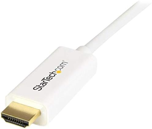StarTech.com 6ft (2m) Mini DisplayPort to HDMI Cable - 4K 30Hz Video - mDP to HDMI Adapter Cable - Mini DP or Thunderbolt 1/2 Mac/PC to HDMI Monitor - mDP to HDMI Converter Cord - White (MDP2HDMM2MW