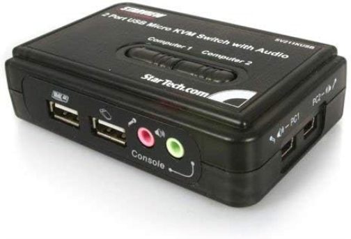 StarTech.com Kit commutateur KVM USB VGA à 2 ports avec audio et câbles - Switch écran clavier souris - Noir (SV211KUSB)
