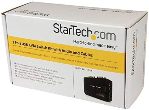 StarTech.com Kit commutateur KVM USB VGA à 2 ports avec audio et câbles - Switch écran clavier souris - Noir (SV211KUSB)