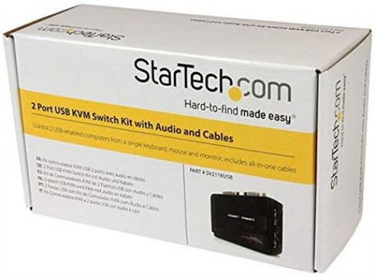 StarTech.com Kit commutateur KVM USB VGA à 2 ports avec audio et câbles - Switch écran clavier souris - Noir (SV211KUSB)