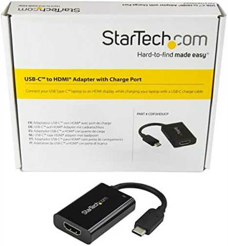 StarTech.com USB C to HDMI 2.0 Adapter with Power Delivery - 4K 60Hz USB Type-C to HDMI Display Video Converter - 60W PD Pass-Through Charging Port - Thunderbolt 3 Compatible - Black (CDP2HDUCP
