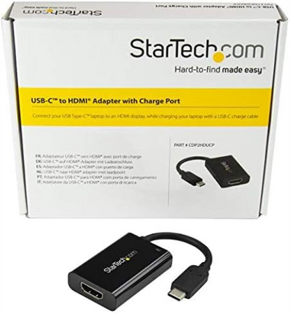 StarTech.com USB C to HDMI 2.0 Adapter with Power Delivery - 4K 60Hz USB Type-C to HDMI Display Video Converter - 60W PD Pass-Through Charging Port - Thunderbolt 3 Compatible - Black (CDP2HDUCP