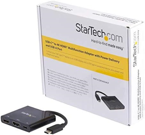 StarTech.com USB-C to HDMI Adapter - 4K 30Hz - Thunderbolt 3 Compatible - with Power Delivery (USB PD) - USB C Adapter Converter (CDP2HDUACP