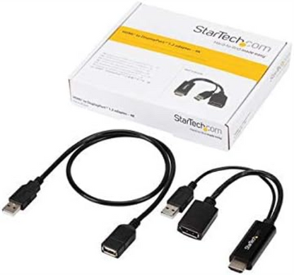 StarTech.com 4K 30Hz HDMI to DisplayPort Video Adapter w/ USB Power - 6 in - HDMI 1.4 (Male) to DP 1.2 (Female) Active Monitor Converter (HD2DP),Black