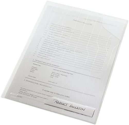 Leitz Combifile Folder A4, Clear White Matt Finish, Top Left Open, 200 Micron Polypropylene, Pack of 5, 47260003
