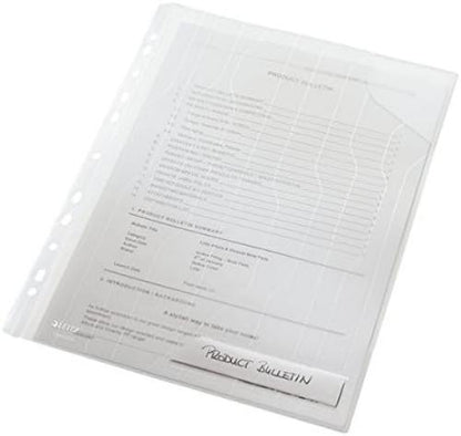 Leitz Combifile Folder A4, Clear White Matt Finish, Top Left Open, 200 Micron Polypropylene, Pack of 5, 47260003