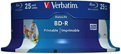 Verbatim 43811 25GB 6x BD-R SL Datalife Inkjet Printable - 25 Pack Spindle