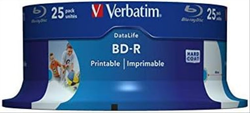 Verbatim 43811 25GB 6x BD-R SL Datalife Inkjet Printable - 25 Pack Spindle 25 Pack Spindle - Datalife BD-R 25GB Single