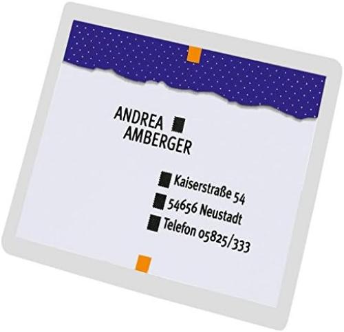 SIGEL VZ215 Self Cold Seal Laminating pockets for business cards / ID cards, 100 Pieces