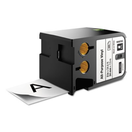 DYMO XTL All-Purpose Vinyl Labels, 1/2" x 23', Black on Clear