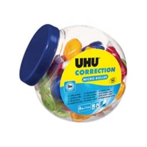 UHU Roller Micro D3384 - Correttore a nastro - 8 m x 5 mm - colori ass.- Espositore 25 pz