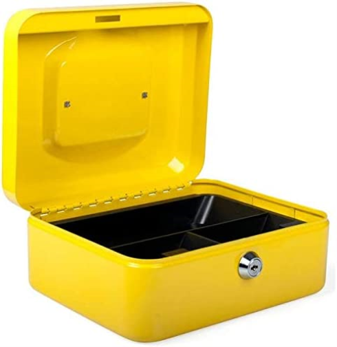 PAVO Premium 8-Inch Metal Cash Box with 2 Keys and Removable Change Tray
