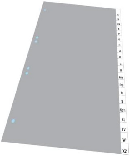 Durable 640110 Polypropylene A-Z Index File with 20 Pre-Inserted Printed Inserts for A4 Sheets - Grey