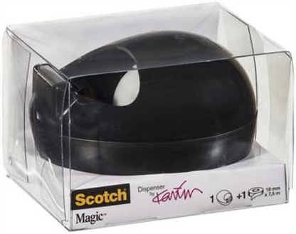 Scotch Magic Tape Dispenser by Karim Rashid (Black) with 1 roll of Scotch Magic Tape, 19mm x 7.5m (C36-B-EU