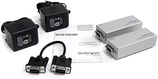 StarTech.com RS232EXTC1GB Serial DB9 RS232 Extender Over Cat 5, Up to 3300 ft (1000 m),Silver