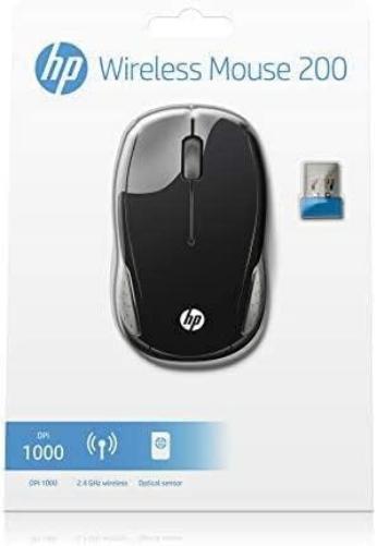 HP 200 Black 2.4 GHz USB Wireless Mouse with Red LED 1000 DPI Optical Sensor, Up to 12 Months Battery Life
