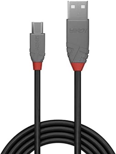 LINDY 36735 5 m Anthra Line USB 2.0 Type A to Micro-B Cable - Black