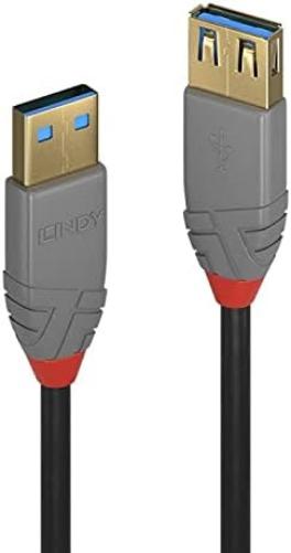 LINDY 36762 USB 3.2 Type A to A Extension Cable, Anthra Line - Black