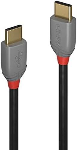LINDY 36872 2 m USB 2.0 Type C to C Cable, Anthra Line Black