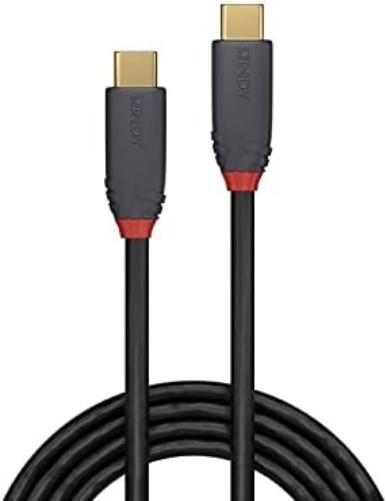 LINDY USB 3.2 Type C Cable, 5A PD, Anthra Line Black