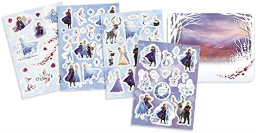 Totum 680739 Stickerset Disney Frozen II Window 70 Static Stickers and a Landscape Scene by Anna & Elsa Gift for Girls, Cartoon-Based Theme, Multicoloured