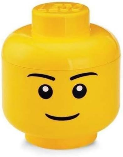 Lego Scatola Testa Ragazzo Porta Oggetti Piccola Impilabile, Giallo, S