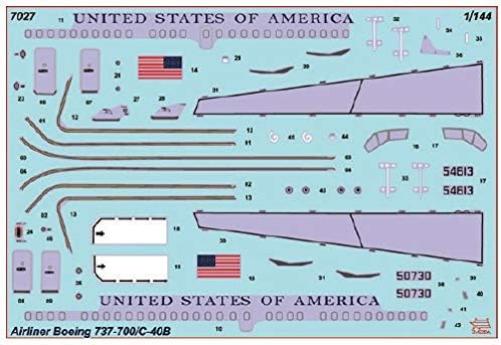 Zvezda 500787027 500787027-1:144 Boeing 737-700 / C-40 Plastic Construction Kit Model Kit Assembly Kit for Beginners Detailed, White/Blue
