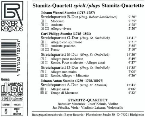 Stamitz/Stamitz: String Quartets