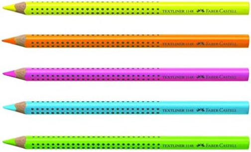 Faber-Castell 110994 - Jumbo Buntstifte Set GRIP Neon, 5-teilig, bruchsicher, für Kinder und Erwachsene