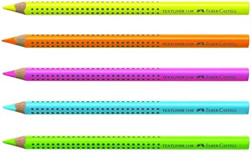 Faber-Castell 110994 - Jumbo Buntstifte Set GRIP Neon, 5-teilig, bruchsicher, für Kinder und Erwachsene