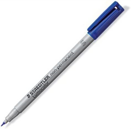 STAEDTLER 311-3 Lumocolor Non-Permanent Pen, Superfine Line Width, 0.4mm - Blue (Box of 10