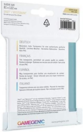 GAMEGEN!C GGS10040ML Prime Dixit Sleeves 81x122mm (90), Clear
