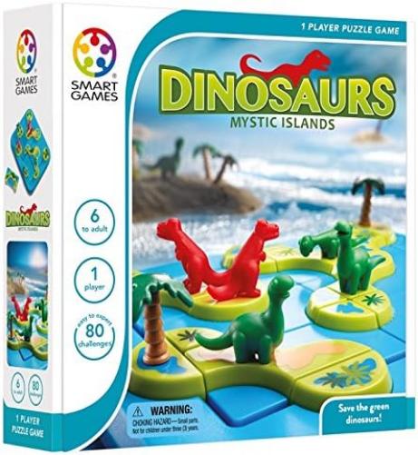 smart games - Dinosaurs Mystic Islands, Puzzle Game with 80 Challenges, 6+ Years, 24 x 24 x 6 cm (LxWxH