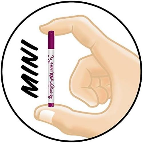 BIC Kids Mini Velleda, Whiteboard Markers Fine Bullet Dry Wipe Markers, Ideal for School or Home, Assorted Colours, Pack of 6