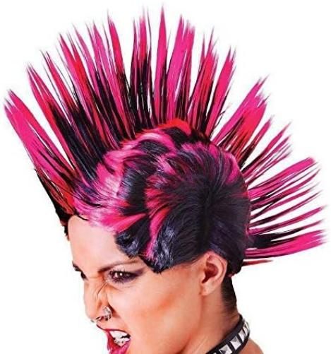 Bristol Novelty womens Mohican Female Wig | For Women Pink, and Black Accessory, Pink Black, One Size UK