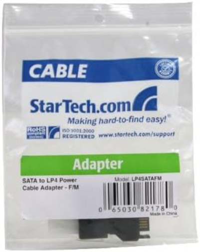 StarTech.com SATA 15 Pin Power Adapter to LP4 M/F, Black