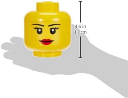 LEGO STORAGE HEAD (MINI) - GIRL - Polypropylene Storage Box with Lid for Kids' Toy Storage, Stackable Organizer, and Fun Storage Solution for LEGO Enthusiasts and Beyond