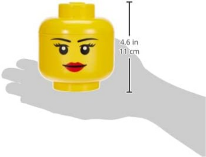LEGO STORAGE HEAD (MINI) - GIRL - Polypropylene Storage Box with Lid for Kids' Toy Storage, Stackable Organizer, and Fun Storage Solution for LEGO Enthusiasts and Beyond