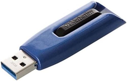 VERBATIM Clé USB Store 'n' Go V3 MAX I USB 3.2 Gen 1 I 128 Go I avec mécanisme coulissant I Interface SuperSpeed I Stockage externe pour ordinateurs portables, etc. I Bleu / Noir