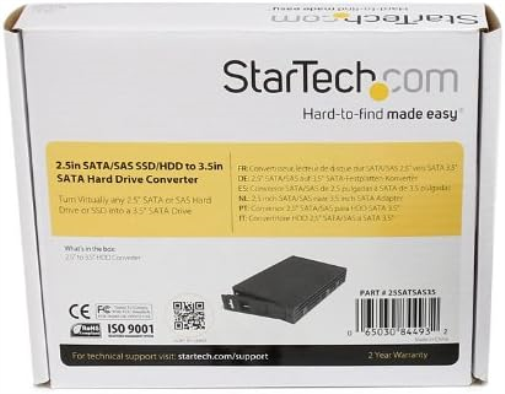 StarTech.com 2.5in SATA/SAS SSD/HDD to 3.5in SATA Hard Drive Converter - Storage bay adapter - 3.5" to 2.5" - black (25SATSAS35