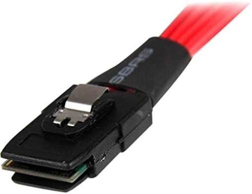 StarTech.com Cable Adaptador de 50cm Mini SAS Serial Attached SCSI SFF 8087 mSAS iSAS Interno a 4x SATA Cierre Latching Pestillo - Rojo