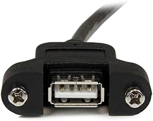 StarTech.com USBPNLAFAM2 2 ft Panel Mount USB Cable A to A F/M, Panel Mount USB Extension USB A-Female to A-Male Adapter Cable 2ft, USB-A (F) Port,Black