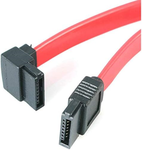 StarTech.com SATA to Left Angle SATA Serial ATA Cable - SATA cable - Serial ATA 150/300/600 - SATA (R) to SATA (R) - 1 ft - left-angled connector - red - SATA12LA1