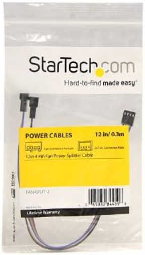StarTech.com 12in 4 Pin Fan Power Splitter Cable - F/M - 1ft Fan Y Cable - 1ft 4-pin Fan Splitter Cable (FAN4SPLIT12