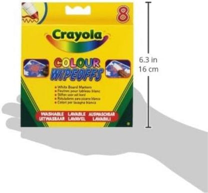 Crayola Pennarelli per Lavagna Bianca Lavabili, 8 Colori Assortiti, Punta Maxi Conica, 03-8223