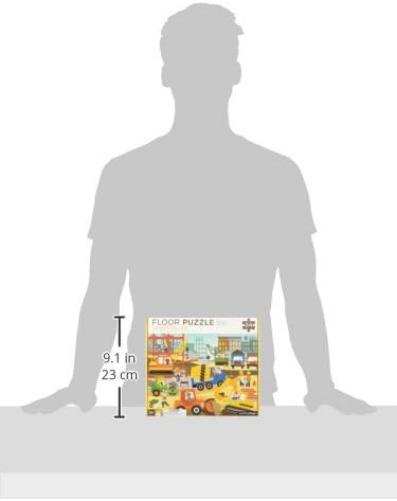 Petit Collage Floor Puzzle, Construction Site, 24-Pieces – Large Puzzle for Kids, Completed Construction Jigsaw Puzzle Measures 18” x 24” – Makes a Great Gift Idea for Ages 3+ Floor Puz Construction S